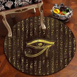 Carpets The Eye Of Horus Egyptian Symbols Carpet Pattern Round Home Decor Anti-slip Area Rug For Bedroom Chair Mat