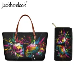 Evening Bags Jackherelook Teenagers Girl Tote Bag Colorful Speckle Skull Shoulder Wallet Sets Women Shopping Large Capacity Handbags