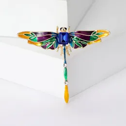 Brooches Beaut&Berry Trendy Enamel Rhinestone Dragonfly For Women Unisex Insect Pins Casual Party Accessories Gifts