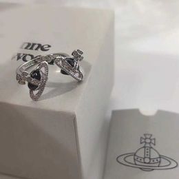Designer Senior Westwoods Double sided Love Enamel Ring Female Open Planet Saturn Classic Vintag Sparkling Diamond Nail