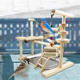 Other Bird Supplies Wooden Pet Parrot Playstand Gym Ladder Playground Cockatiel Play