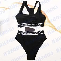 Black Sports Bra Briefs Swimsuit Letter Womens Swimwear Outdoor Beach Bathing Suits ggitys A2Q6