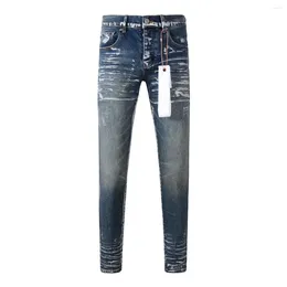 Women's Pants Top Quality Purple ROCA Brand Jeans With Light Dark Blue And Silver Paint Distressed Fashion Repair Low Rise Skinny Denim