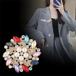 Brooches Fashion Colourful Rhinestone Flower Luxury Faux Crystal Lapel Pins For Men Women Clothing Accessories Badge Gifts