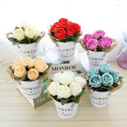 Decorative Flowers Valentine's Day Gift Artificial Flower Rose Bouquet Home Wedding Decoration Birthday Thanksgivung Gifts Christmas