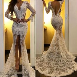 One-Shoulder ivory Evening Dresses Long 2021 New Mermaid Lace Islamic Dubai Saudi Arabic Formal Party Dress Prom Gowns 305Q