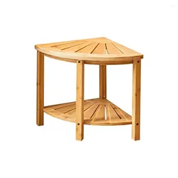 Storage Boxes Bamboo Shower Bench & Shelf Natural Wood Seat Stool With Waterproof Durable Easy Assembly 250lb Capacity Corner