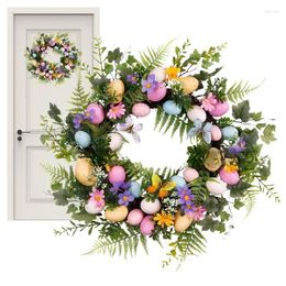 Decorative Flowers Easter Wall Wreath Wildflower Garland Spring Hanging Pendants Egg Wreaths For Farmhouse Windows Holiday Decoration
