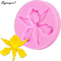 Baking Moulds Byjunyeor F1057 Orchid Epoxy UV Resin Silicone Mold Fondant Cake Decorating Tools 3D Gumpaste Chocolate 6.3 1.1CM