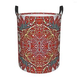 Laundry Bags Lilies And Daisies White Tubular Flowers On A Red Dirty Basket Waterproof Home Organiser Clothing