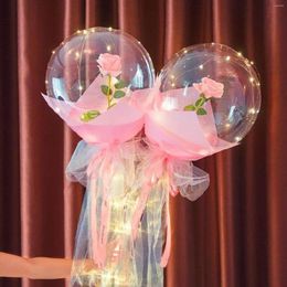 Party Decoration Diy Artificial Bouquet Balloons Led Luminous Latex Transparent Balloon Holiday Home Rose Flower Without Battery