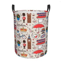 Laundry Bags London Pattern Dirty Basket Waterproof Home Organizer Clothing Kids Toy Storage
