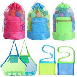 Sand Play Water Fun Large capacity portable beach bag foldable mesh swimming bag childrens beach toy basket storage bag childrens outdoor bathroom toysL2405