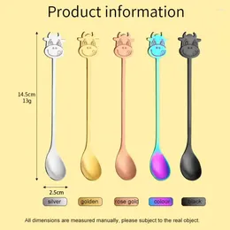 Spoons 2pcs Stirring Coffee Spoon Ice Cream Dessert Cartoon Durable 304 Stainless Steel Colorful Gift Home Kitchen Tableware