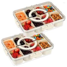 Plates 2Pack Divided Serving Tray Portable Snack Box Containers With 8 Compartments Fridge Organizer Storage