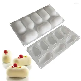 Baking Moulds 8-cavity Silicone Oval Doughnut Mold Small Cake Chocolate Pancake For Mini Dessert Kitchen DIY Handmade Tools