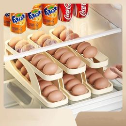 Storage Bottles Automatic Rolling Egg Holder Rack Fridge Box Refrigerator Organizers Containers Home Kitchen Gadgets
