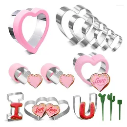 Baking Moulds 12pcs Heart Cookie Cutter Stainless Steel 9 Sizes Of Cutters With I Love U And Double Hearts Mould For Cake Biscuits