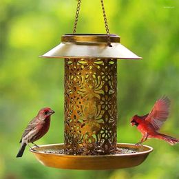 Other Bird Supplies Outdoors For Hanging Gift Lovers Light Solar Outdoor LED Feeder Ideas Decoration With Metal Backyard Garden House
