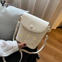 Evening Bags Staw Woven Crossbody Shoulder Bag For Women Small Bucket Handbag Ladies Summer Beach Fashion Travel Underarm Shopper Totes