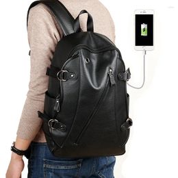 Backpack 2024 Leather Men Backpacks Fashion High Quality Pu Male Korean Student Boy Business Lager Laptop School Computer Bag