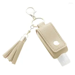 Keychains 30Ml Empty Refillable Plastic Travel Bottle With Tassels PU Leather Keychain Holder