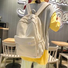 Backpack Waterproof Nylon Women Female Travel Bag Backpacks Schoolbag For Teenage Girls Solid Color Bookbag Student