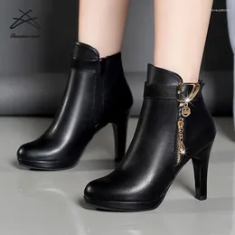 Outdoor Bags Selling Women Winter Casual Black Zip Up Ladies Heeled Shoes High Thin Heel Women's Ankle Boots
