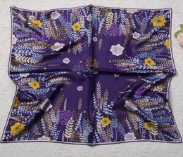 Scarves 70cm Purple Lavender 100 Silk Scarf Women Square Brand Shawl Fashion Hijab Bandana Foulard Hand Rolled Edges Neckerchief8633972