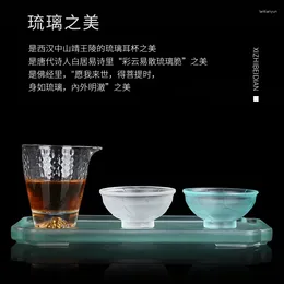 Tea Trays Household Glass Thickening Small Tray Mini Azure Drain Teapot Platform Simple Water Storage Kettle Bearing