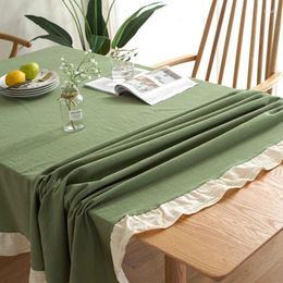 Table Cloth Double Ruffled Tablecloth Cotton Mixed Color Round