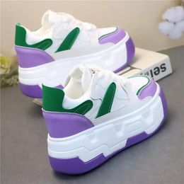 Casual Shoes Women High Platform 10CM Comfortable Chunky Sneakers Summer Breathable Leather Sport Dad Woman