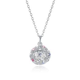 Sterling Silver Necklaces Crystal From Swarovski Elements S925 Silver Coloured Ball Pendant Necklace Trendy Ladies Christmas Gifts POTAL 2371