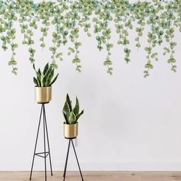 Small fresh green plants eucalyptus leaf wall stickers living room bedroom decoration wall stickers self-adhesive wall stickers