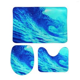 Bath Mats Big Blue Wave Beautiful . Margaret River South Of Perth. Duo-tone Version. 3pcs Bathroom Set Printing Coral Velvet Non