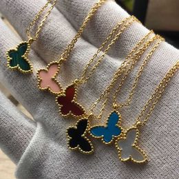 Designer Necklace Vanca Luxury Gold Chain Little Butterfly Necklace Seiko Thick Gold 18k Natural Fritillaria Versatile and Easy PZU4