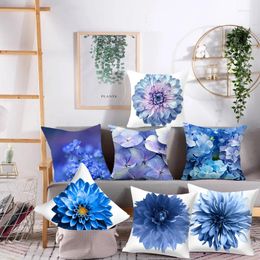 Pillow Flower Printing Pillows Decor Home Decorative Car Sofa Cover Bed Pillowcase Bule (45 45cm)