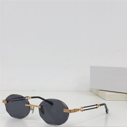 New fashion design oval sunglasses 50160U metal frame rimless cut lens double rope temples elegance and popular style outdoor UV400 protection eyewear
