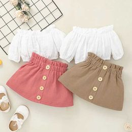 Clothing Sets Newborn Baby Clothes Set 0-18 Months Off Shoulder shirt and skirt Summer Outfit Toddler Infant Clothing Suit For Kids GirlL240513
