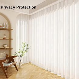 Curtain Striped Modern Living Room Curtains White Light Filtering Privacy Semi Sheer Voile Window Panels For Bedroom Dining