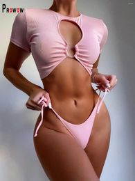 Women's Swimwear Prowow Push Up Women Bikini Set Pink Colour Two Piece Summer Bathing Suits Female Brazilian Beach Outfits