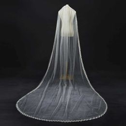 Wedding Hair Jewelry Luxury Long Veils for Brides Lace Cathedral Wedding Veil 1 Tier Pearls Beaded Bridal Veil Hair Accessories VP60