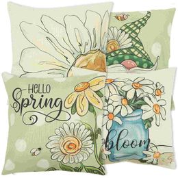 Pillow 4pcs Covers Spring Themed Throw Pillows Home Pillowcase Decor