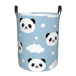 Laundry Bags Waterproof Storage Bag Cute Panda With Clouds Household Dirty Basket Folding Bucket Clothes Toys Organizer