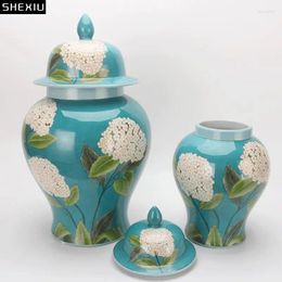 Storage Bottles Dandelion Pattern General Jar With Lids Green Ceramic Vases Flower Arrangement Desk Decoration Jewellery Jars Cosmetic