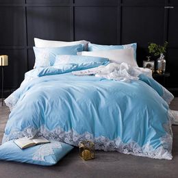 Bedding Sets French Romance Set Wedding Gift Cotton Bed Linens Duvet Cover King Pillowcase Sheet Lace Bedclothes 4pcs/set Flat