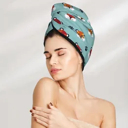 Towel Cute Tiger And Paws Hair Bath Head Turban Wrap Quick Dry For Drying Women Girls Bathroom