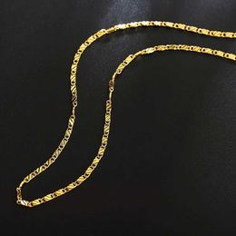 Pendant Necklaces 40-75cm 18k Gold Charm 2mm Flat Chain Necklace Suitable for Women Men Luxury Fashion Parties Wedding Jewellery J240513