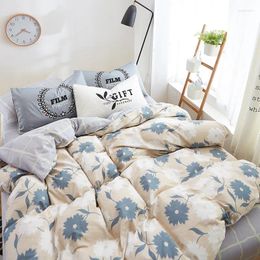 Bedding Sets Autumn Cotton Set Nordic Sheet Cover 3/ Blue Bed Pillowcase & Linen Flower Duvet Boys 4pcs