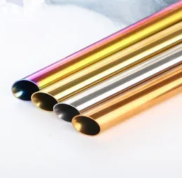 Drinking Straws Stainless Steel Coloured Metal Creative Durable Beveled Round Mouth Milk Tea Tubularis High Quality Wholesale
